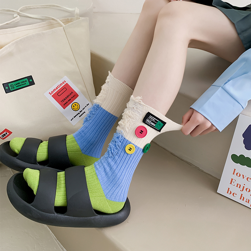 Gombík žobrák colorblock ponožky